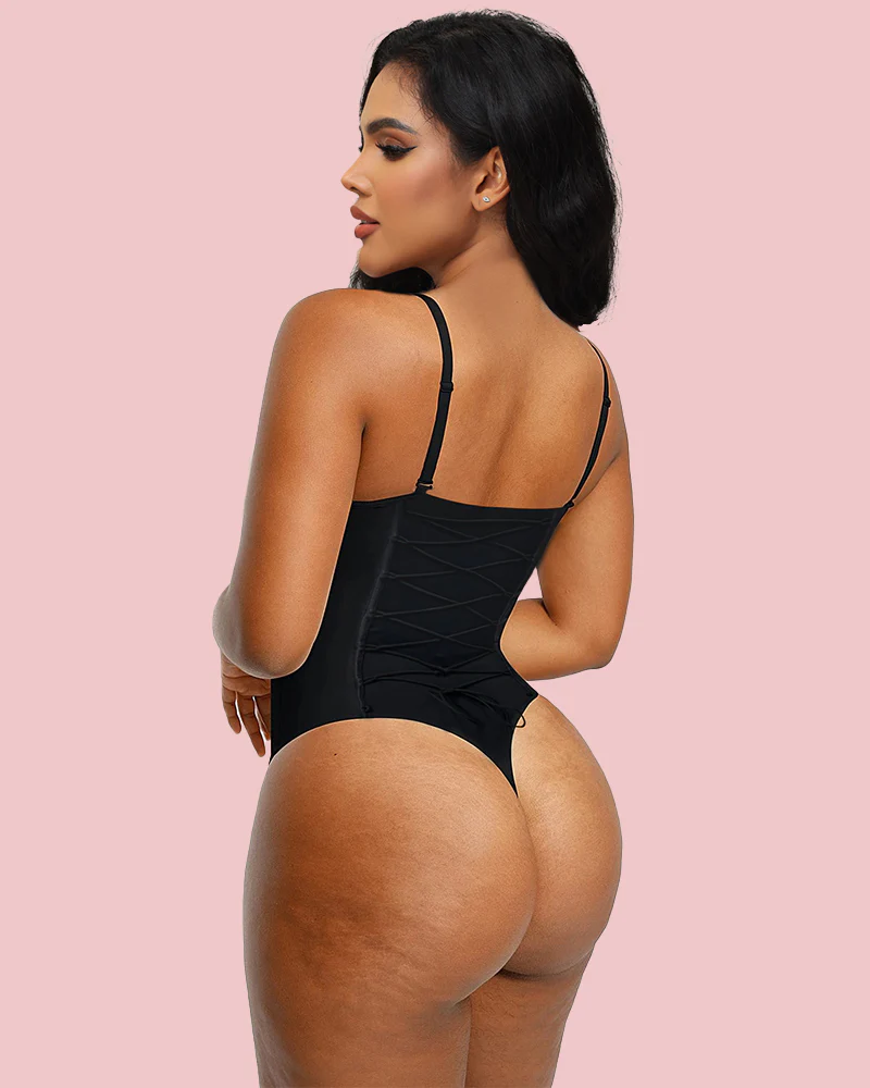 Back Lace-up Bodysuit Thong Seamless Shapewear - Image 5