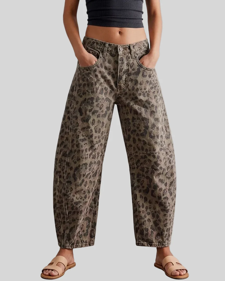 Women's High Waisted Wide Leg Baggy Cropped Barrel Jeans Plus Size - Image 8