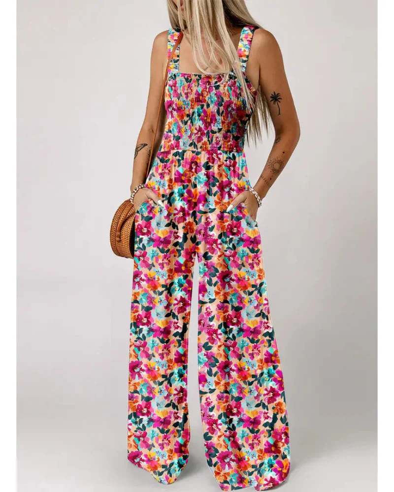 Bohemian Sleeveless Wide Leg Jumpsuit With Pockets - Image 6