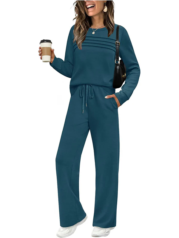 Women's Crew Neck Top & Drawstring Pants Set - Image 11