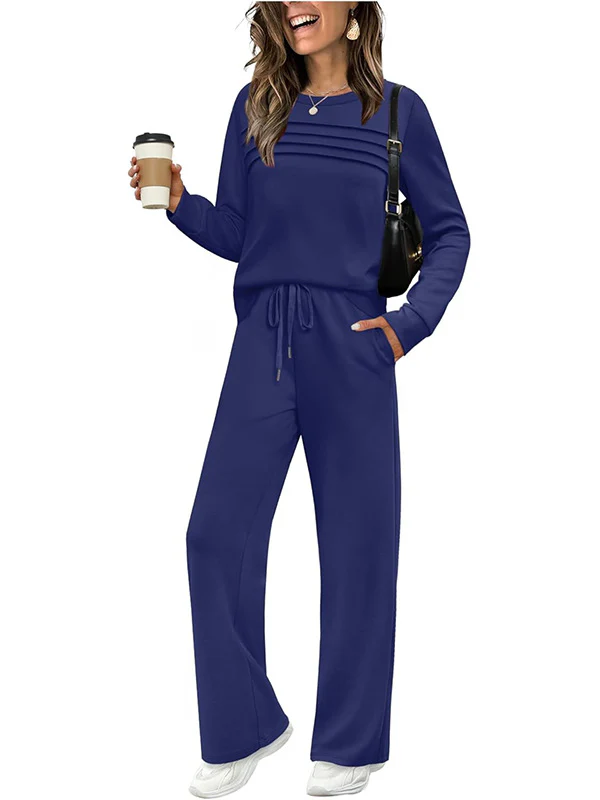 Women's Crew Neck Top & Drawstring Pants Set - Image 12