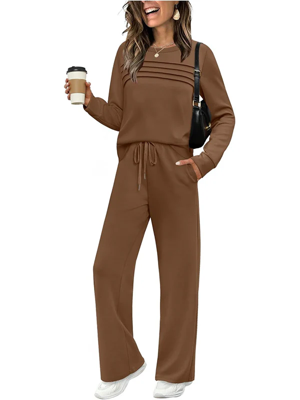 Women's Crew Neck Top & Drawstring Pants Set - Image 13