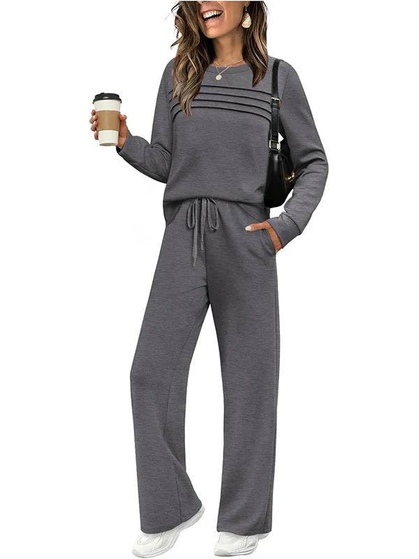 Women's Crew Neck Top & Drawstring Pants Set - Image 8