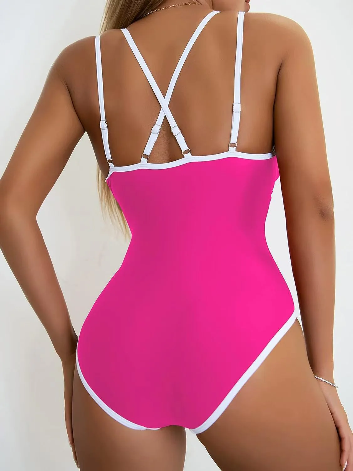 Solid Color Fashion Slim Straps Backless Sexy Bikini Swimsuit - Image 9