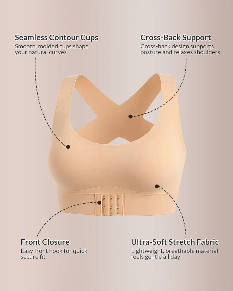 Front Closure Cross-Back Wireless Posture Bra - Image 11