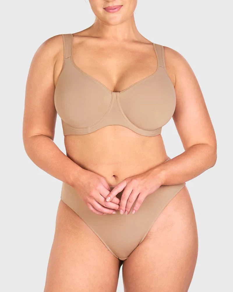 Soft T-Shirt Full Coverage Unlined Unpadded Underwire Plus Size Minimizer Bra - Image 2