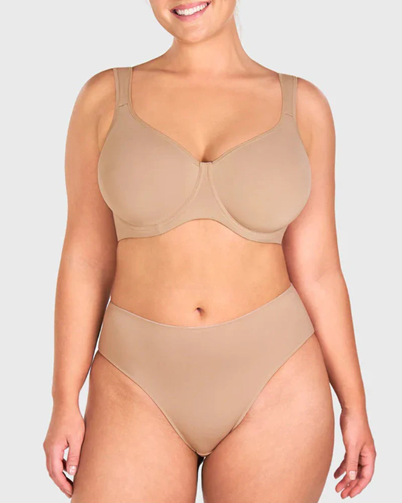 Soft T-Shirt Full Coverage Unlined Unpadded Underwire Plus Size Minimizer Bra - Image 3