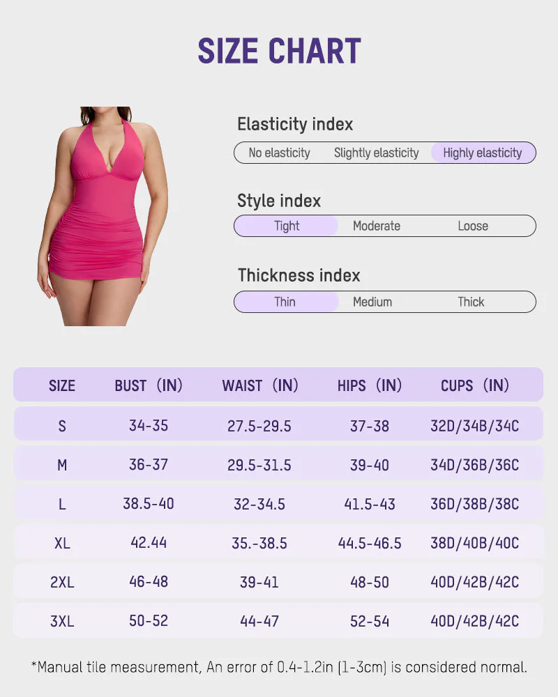 Halter V-Neck Tummy Control Swim Dress - Image 18