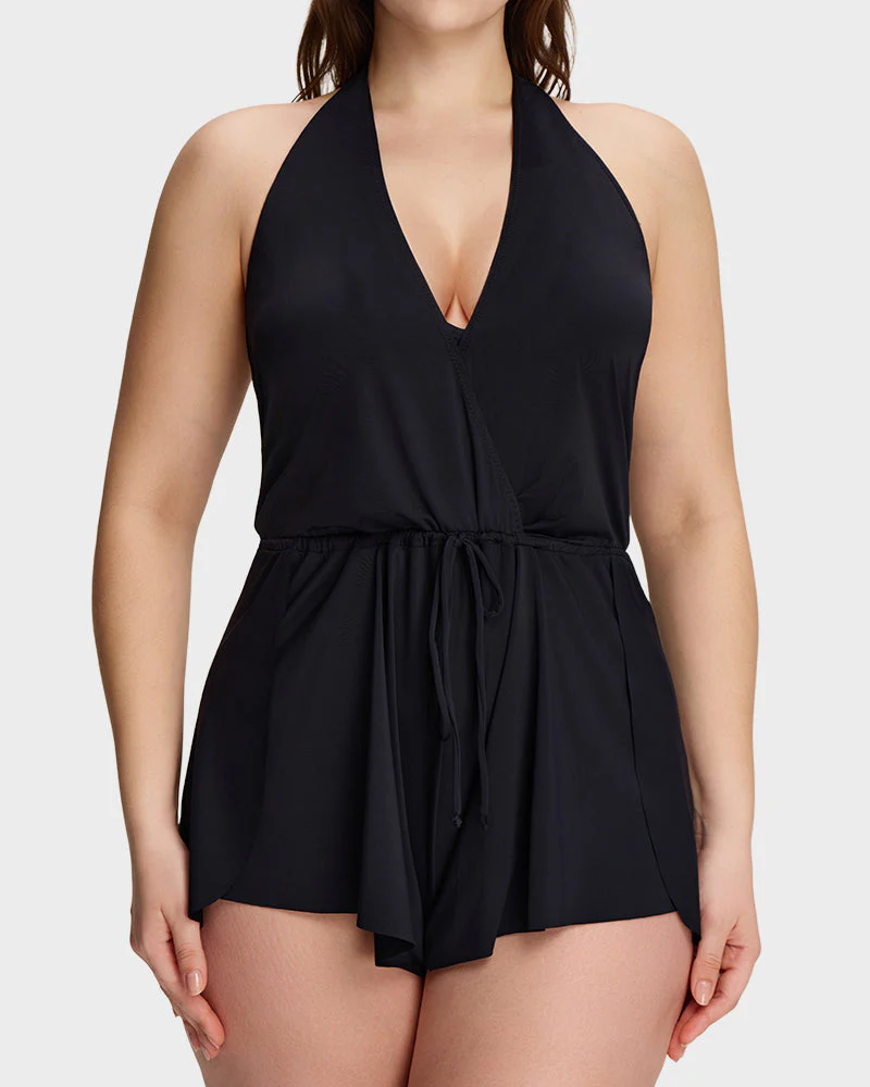 Halter V-Neck Tummy Control Swim Romper - Image 15