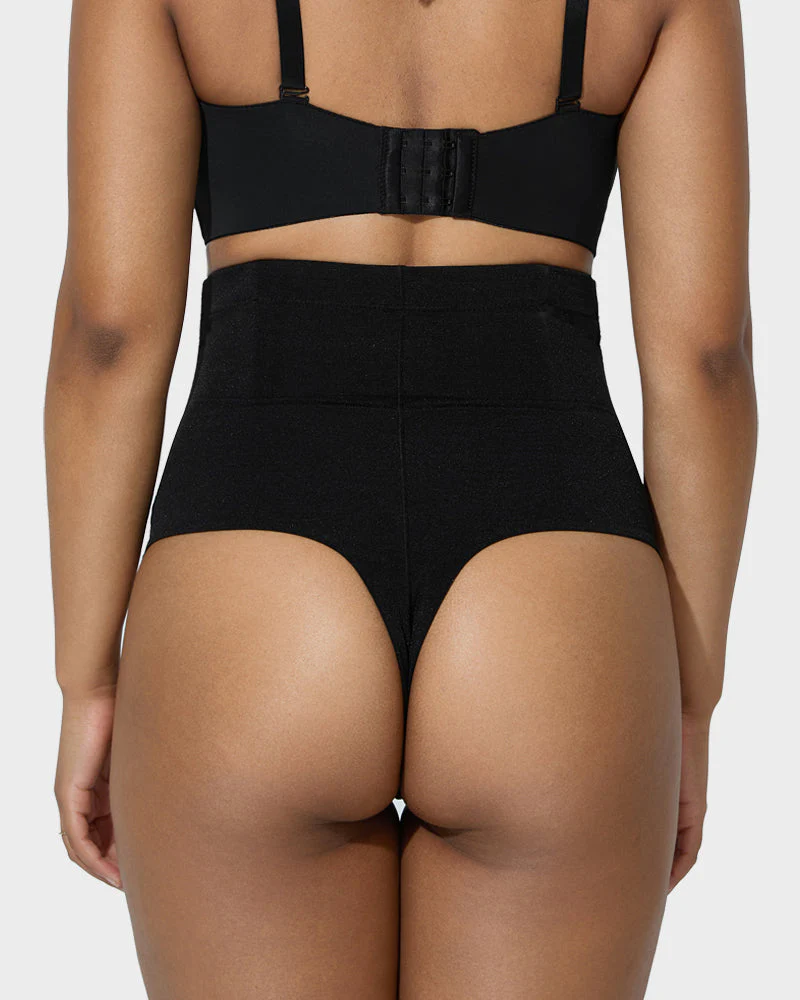 High Waist Criss-Cross Mesh Shaping Thong Panty - Image 3