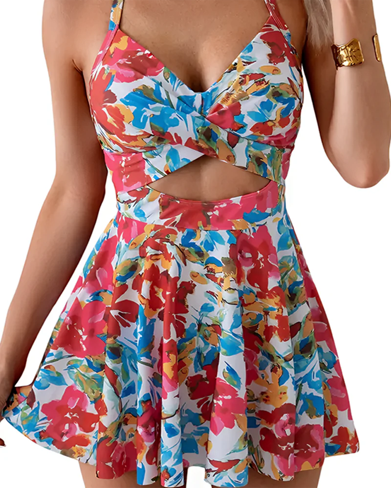 High Waist Cutout One Piece  Tummy Control Swimdress - Image 4