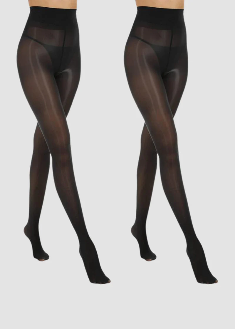 High-Waist Shiny Sheer Tights for Women - Image 2