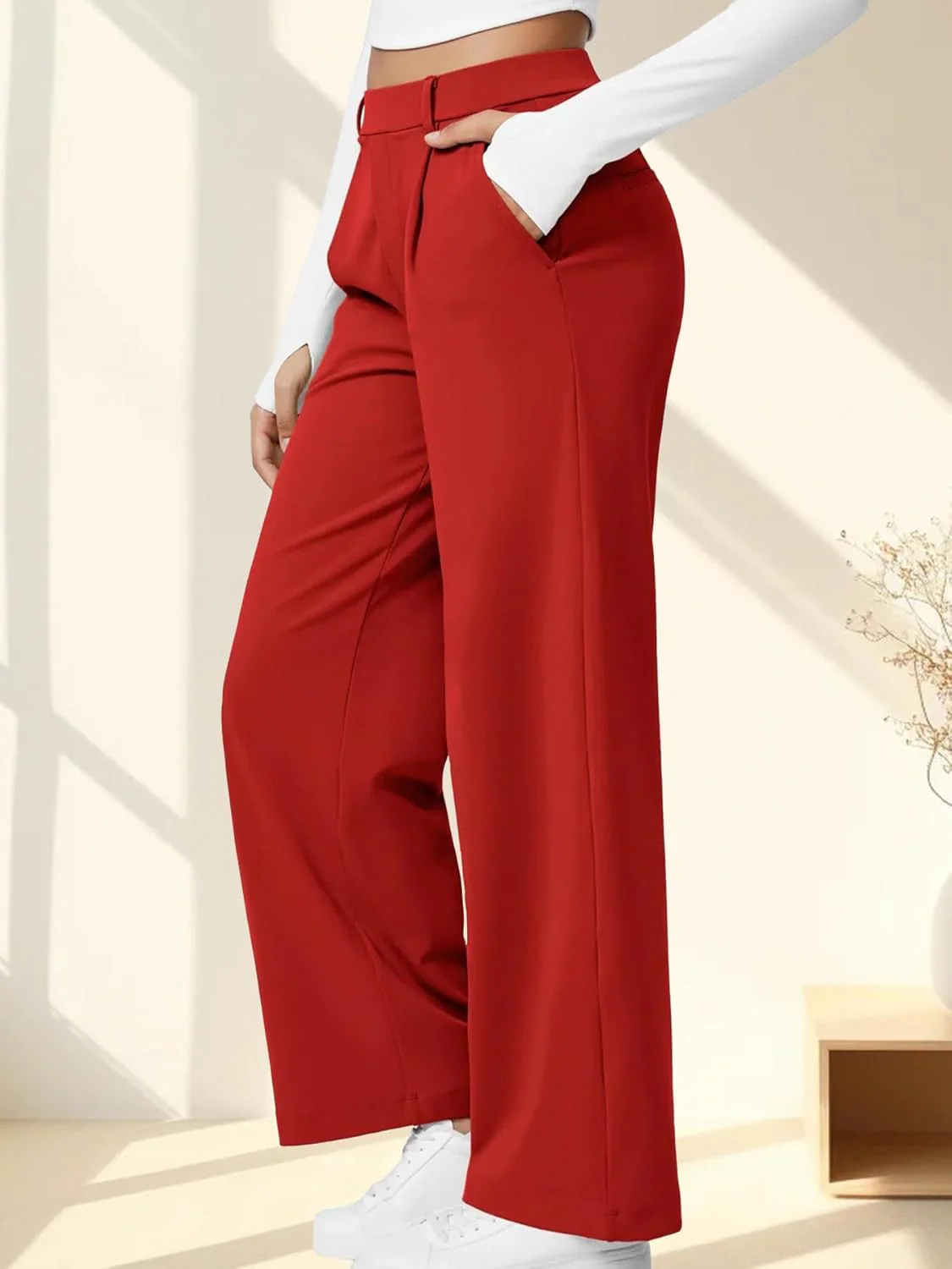 High Waisted Pocket Straight Leg Work Pants - Image 51
