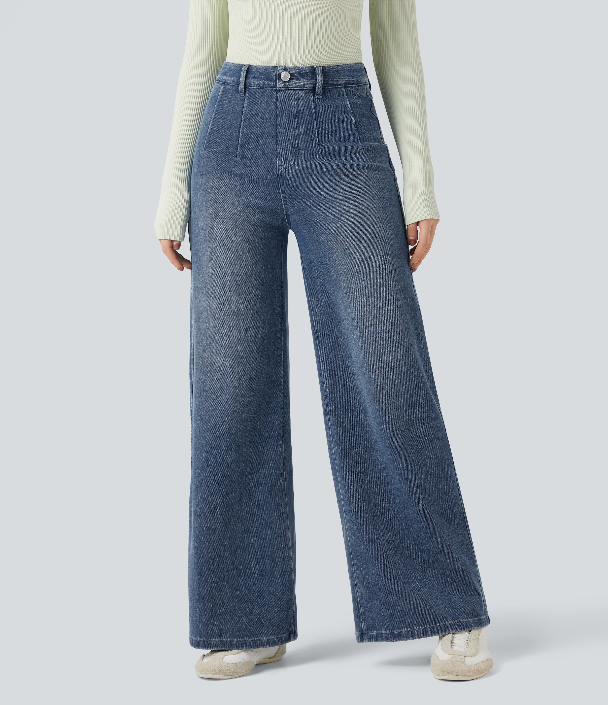High Waisted Tummy Control  Casual Denim Jeans - Image 3