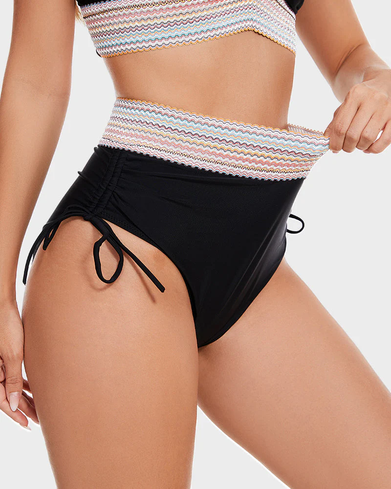 High Waisted Tummy Control Color Block Bikini Sets - Image 8