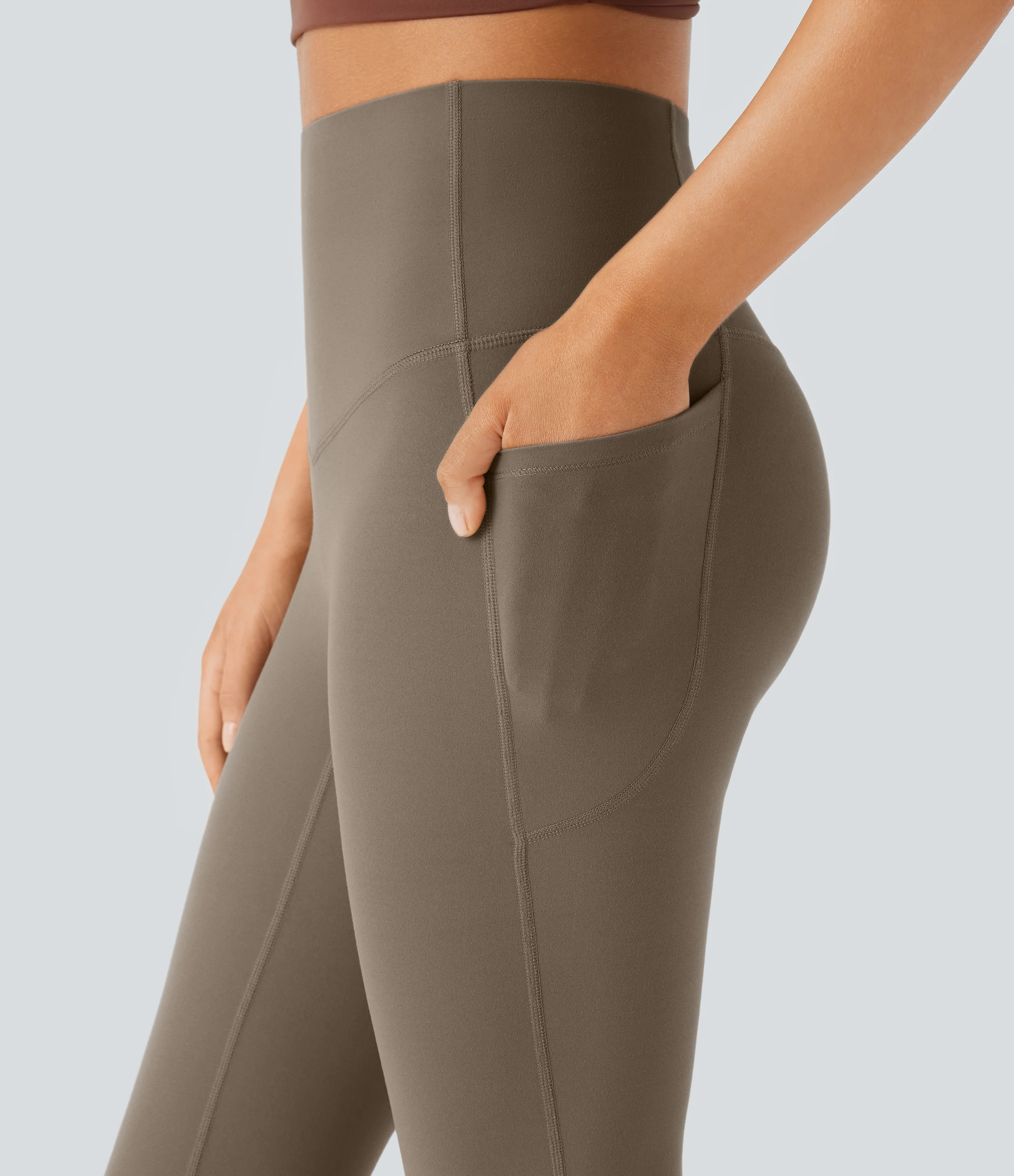 High Waisted Tummy Control Pocket Shaping Yoga Bootcut Leggings - Image 14