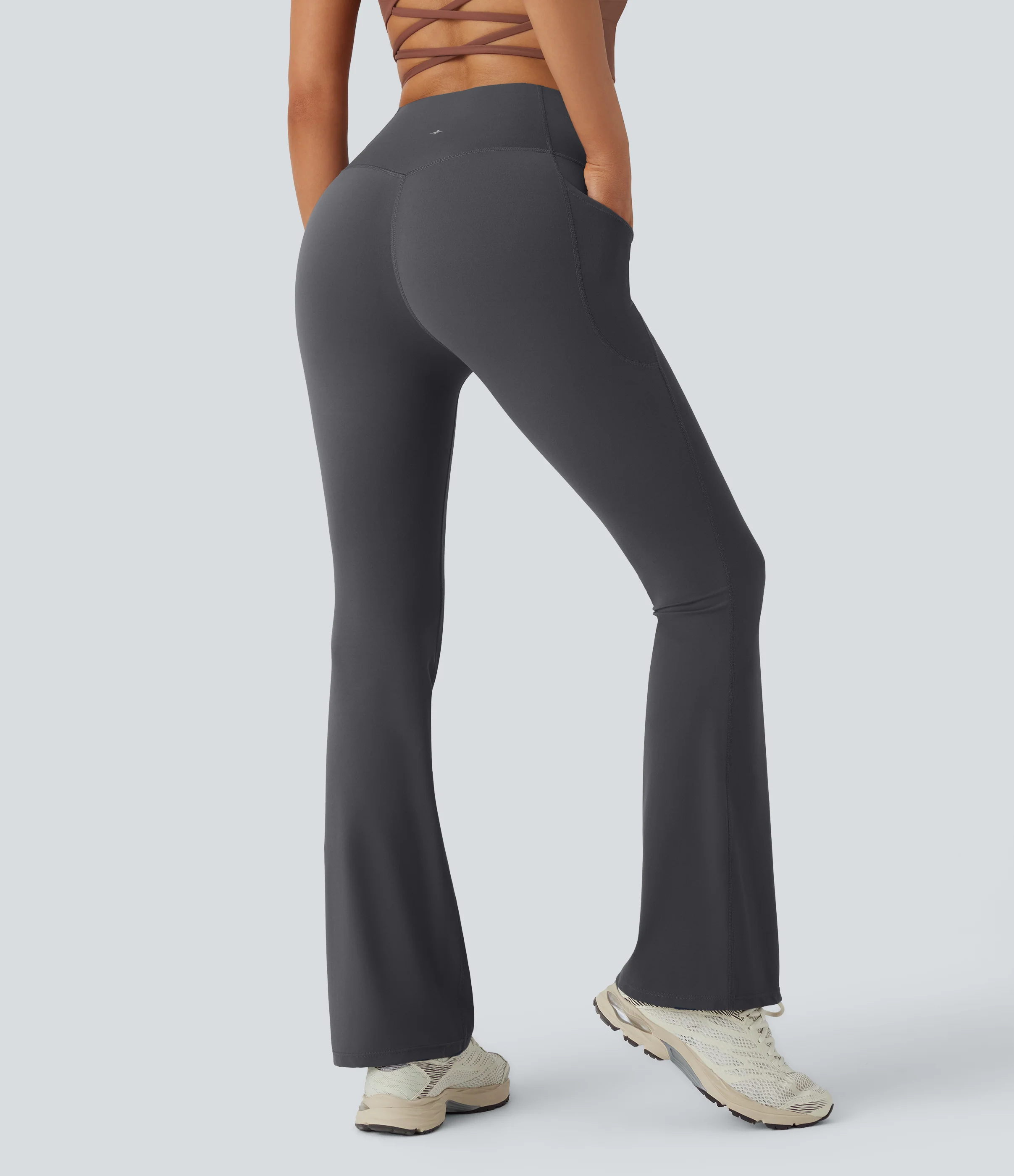 High Waisted Tummy Control Pocket Shaping Yoga Bootcut Leggings - Image 17