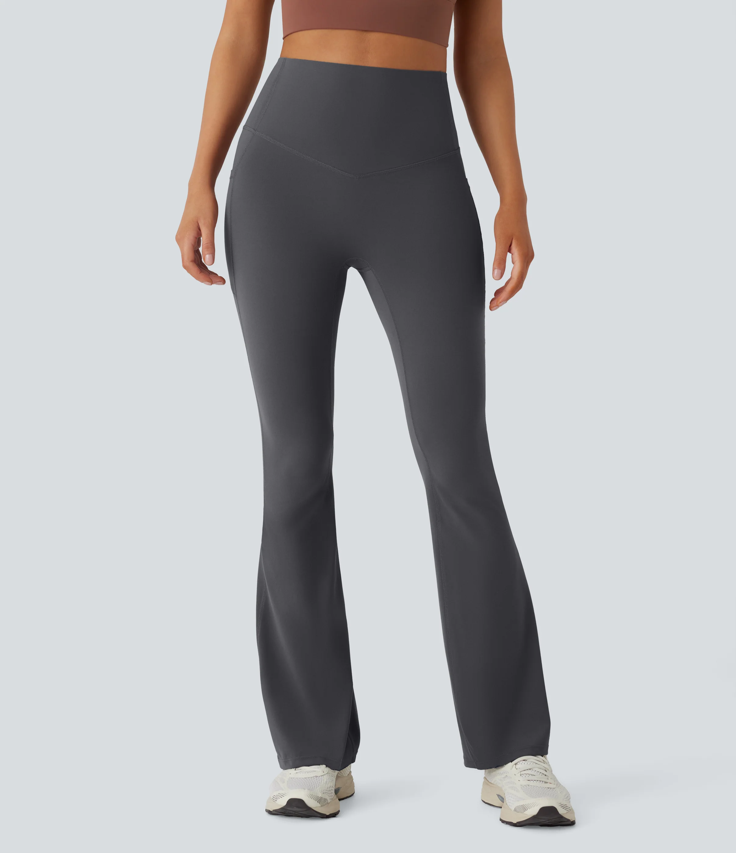High Waisted Tummy Control Pocket Shaping Yoga Bootcut Leggings - Image 18