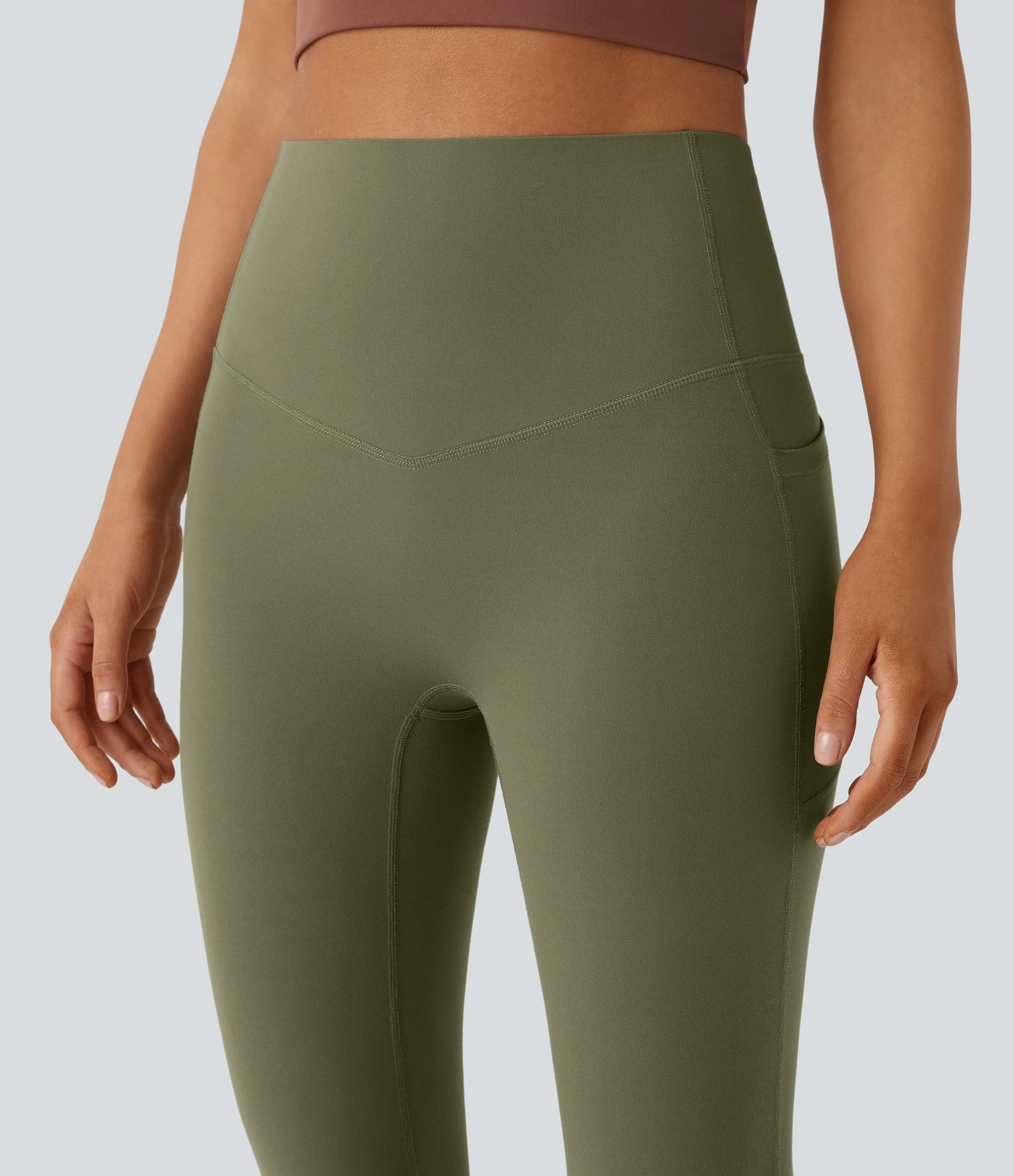 High Waisted Tummy Control Pocket Shaping Yoga Bootcut Leggings - Image 26