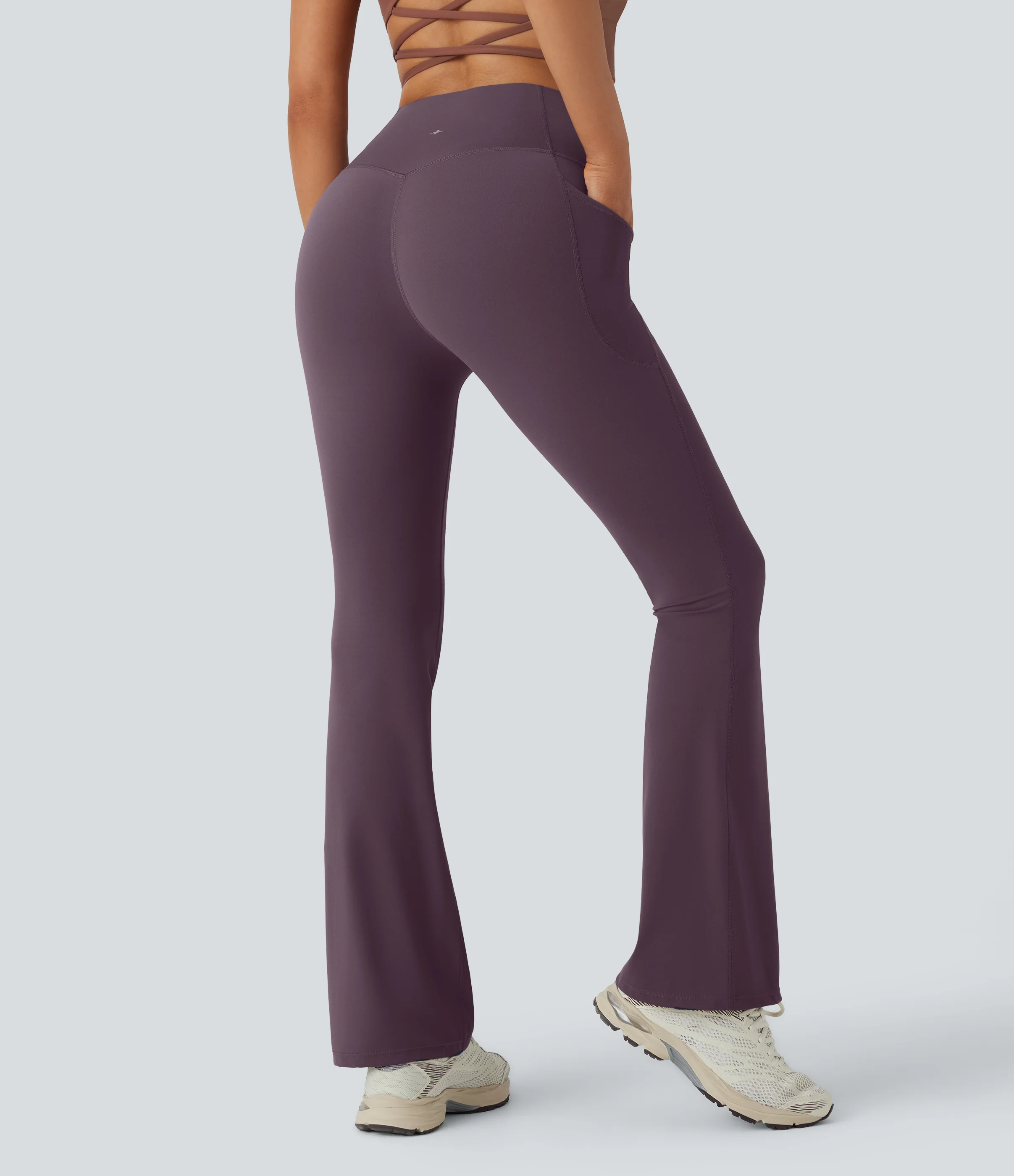 High Waisted Tummy Control Pocket Shaping Yoga Bootcut Leggings - Image 27