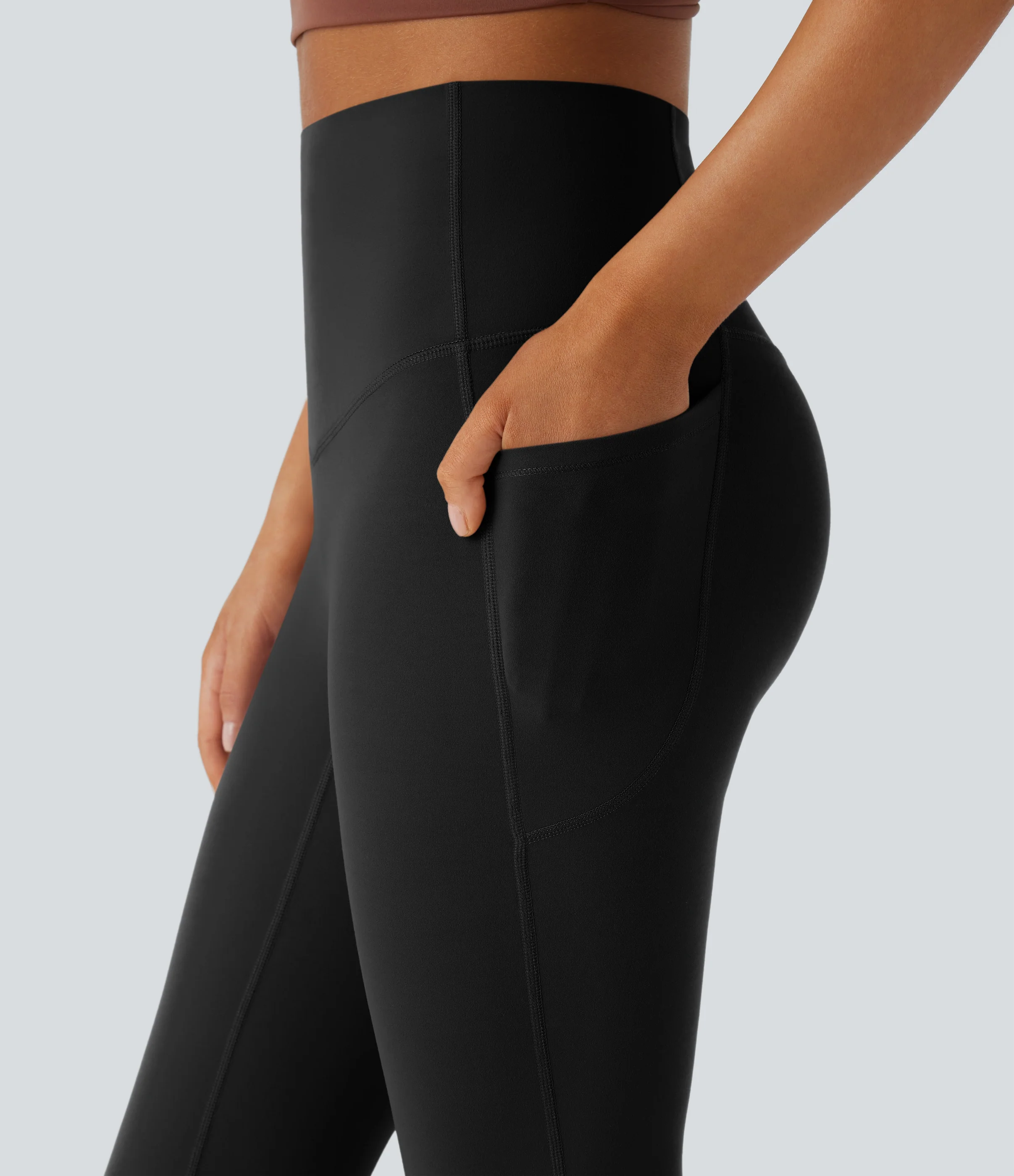 High Waisted Tummy Control Pocket Shaping Yoga Bootcut Leggings - Image 4
