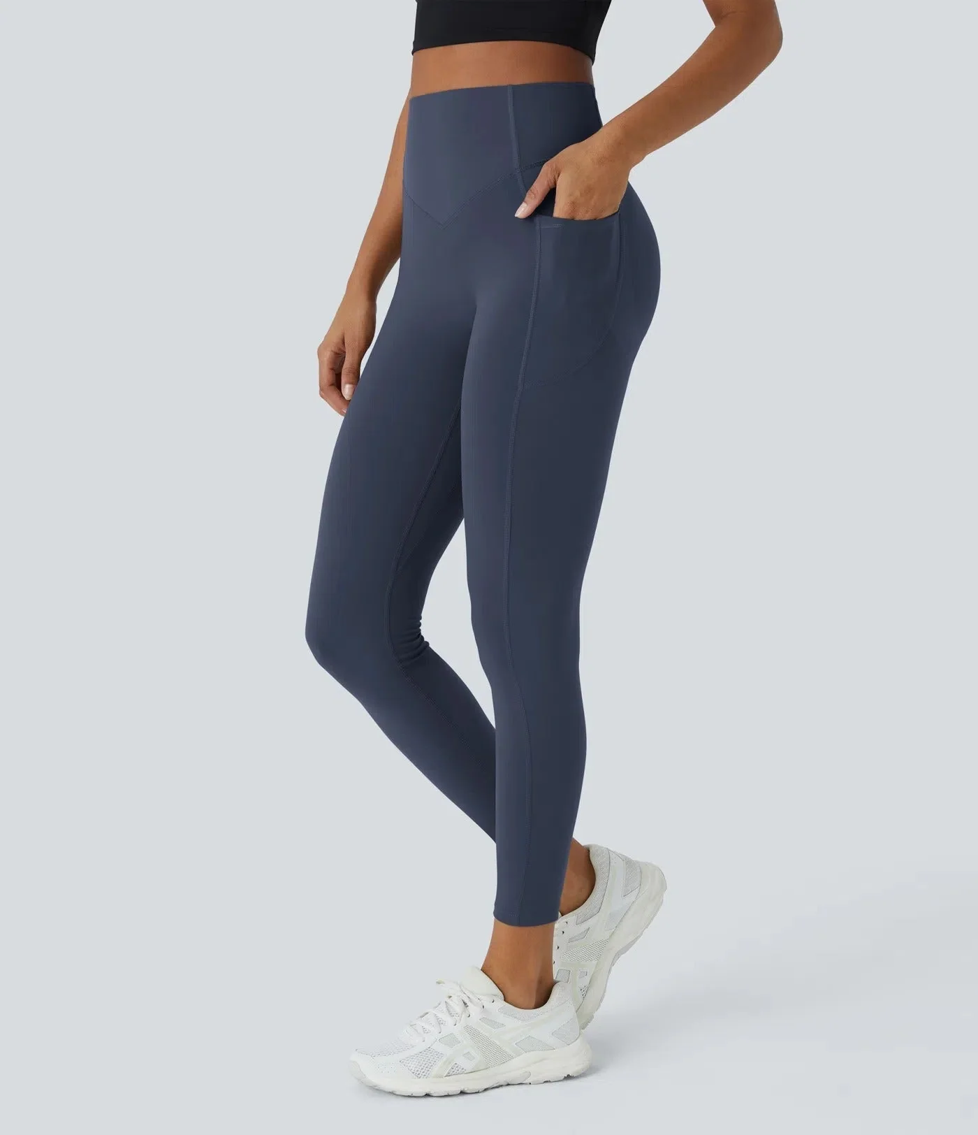 High Waisted Butt Lifting Tummy Control Side Pocket Shaping Training Leggings - Image 28