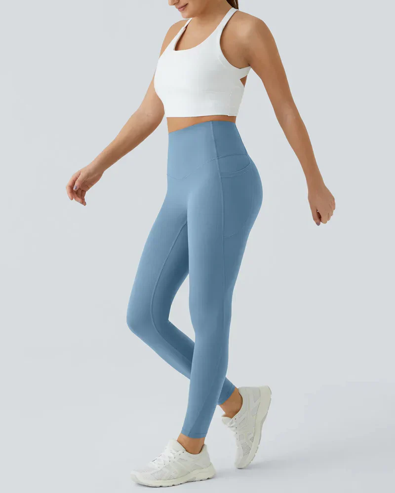 High Waisted Butt Lifting Tummy Control Side Pocket Shaping Training Leggings - Image 47