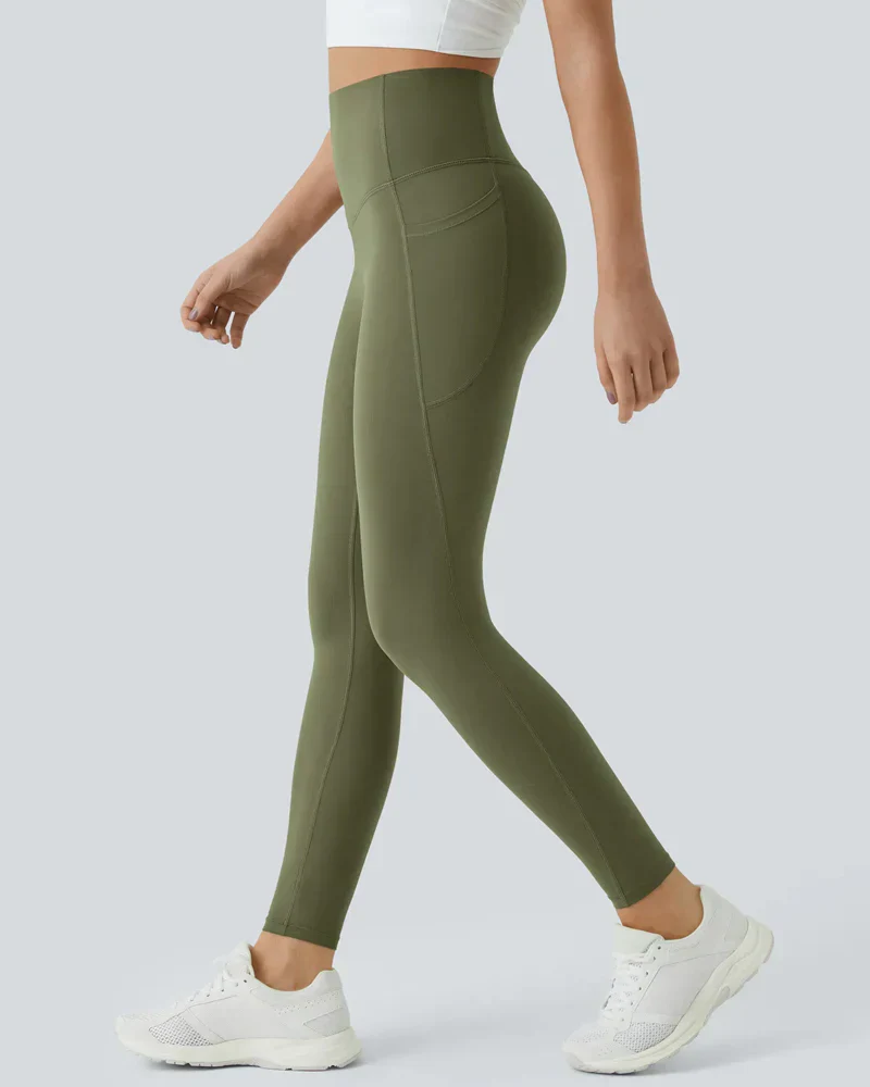High Waisted Butt Lifting Tummy Control Side Pocket Shaping Training Leggings - Image 55