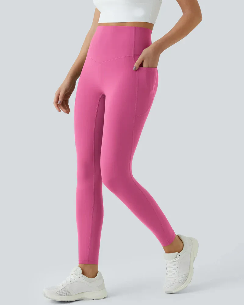 High Waisted Butt Lifting Tummy Control Side Pocket Shaping Training Leggings - Image 65