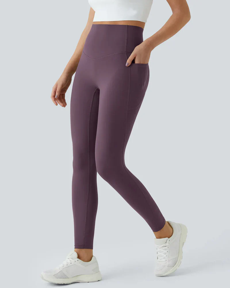 High Waisted Butt Lifting Tummy Control Side Pocket Shaping Training Leggings - Image 72