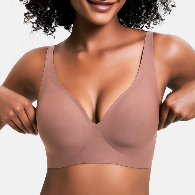 Jelly Wireless Seamless Deep V Push Up Bra - Image 3