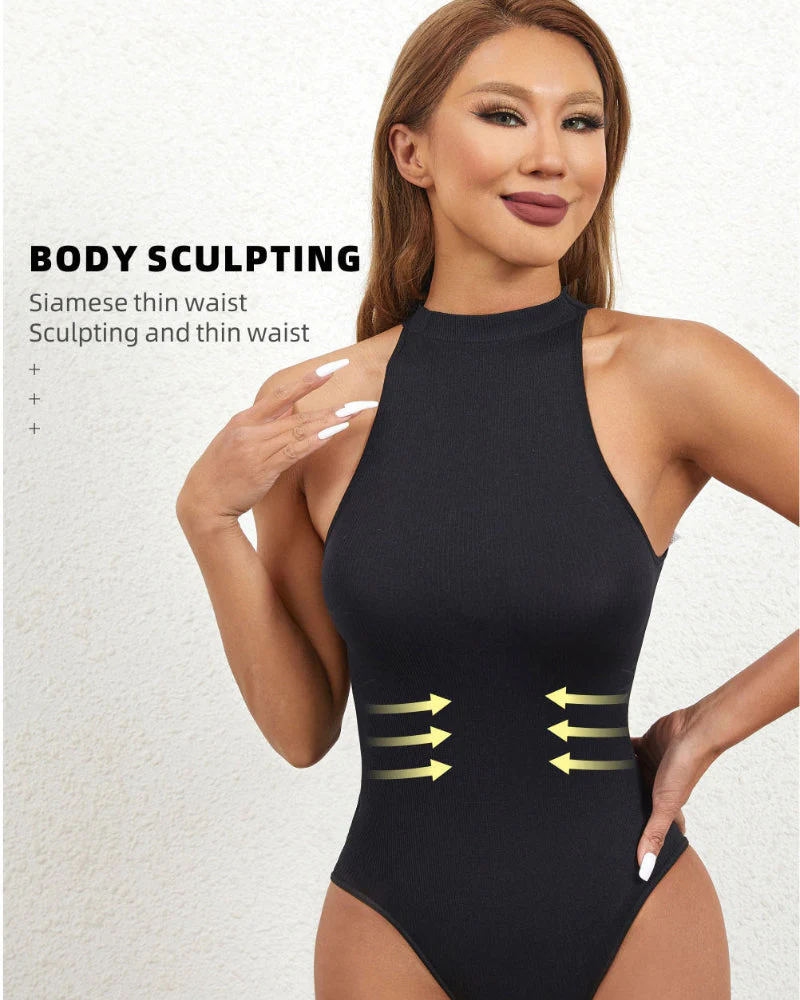 Ladies Turtleneck Sleeveless Outgoing Thong Tight Body Shaper Jumpsuit - Image 10