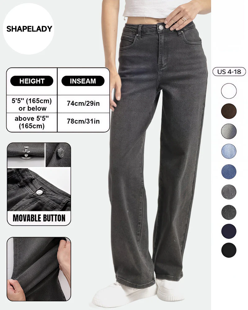 Minimalist High Waist Denim Stretch Wide Leg Jeans - Image 2