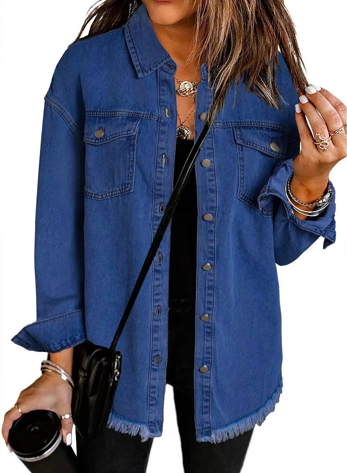 New washed denim shirt jacket - Image 7