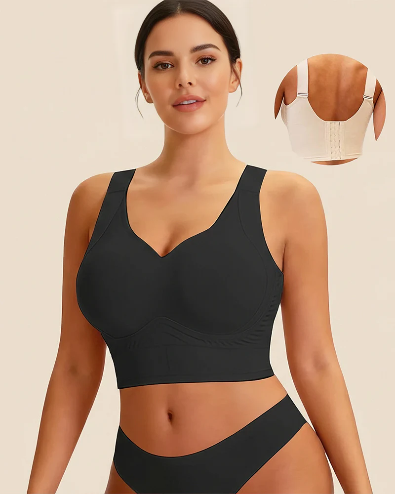 Plus Size Back Smoothing Seamless Push Up Jelly Bra - Image 2