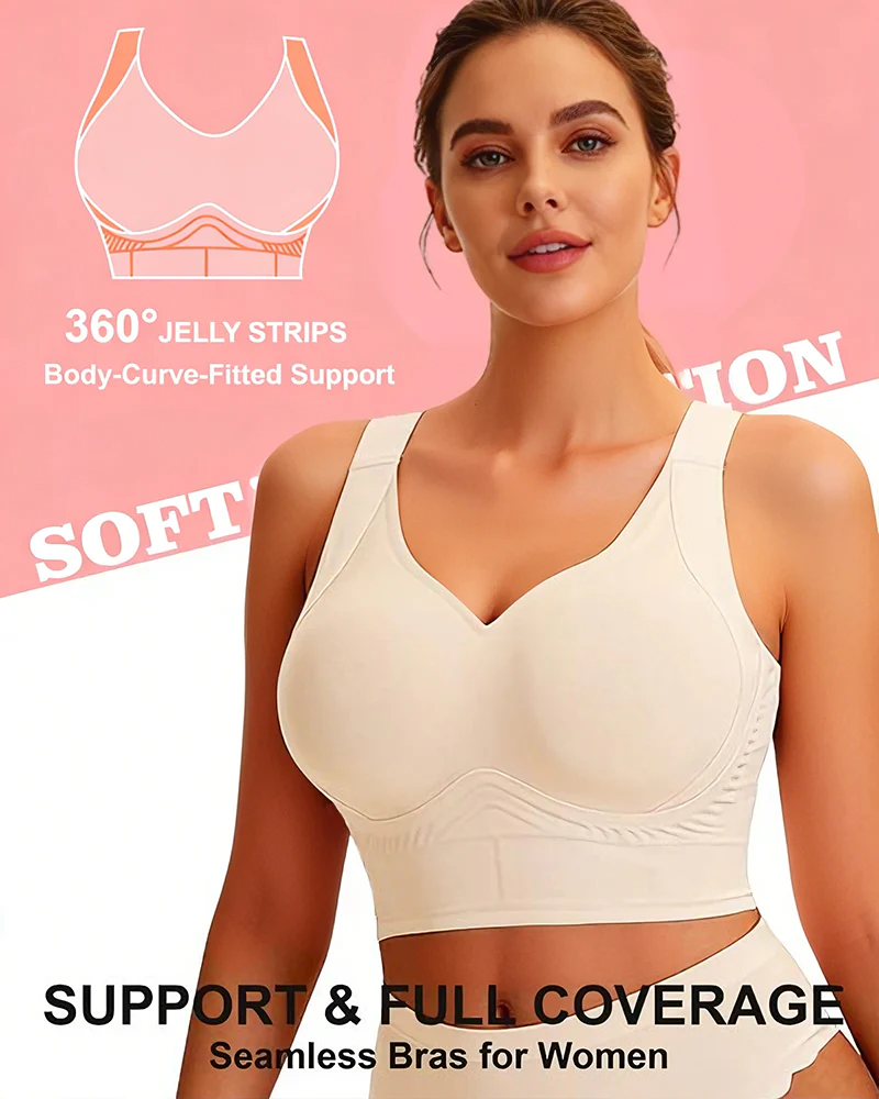 Plus Size Back Smoothing Seamless Push Up Jelly Bra - Image 9