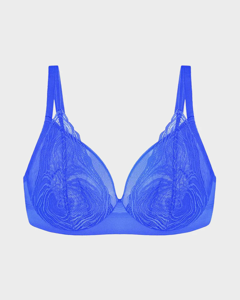 Plus Size Lace Mesh Full-Coverage Underwire Bra - Image 8