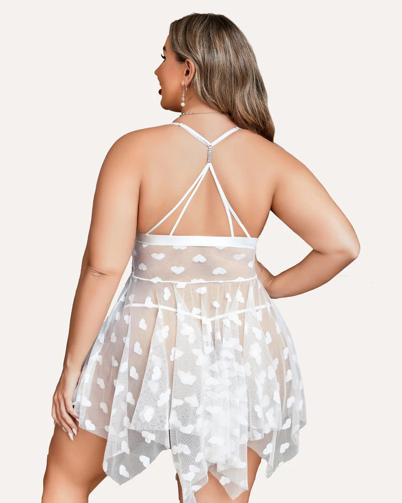 Plus Size Lace Front Slit Nightdress - Image 16
