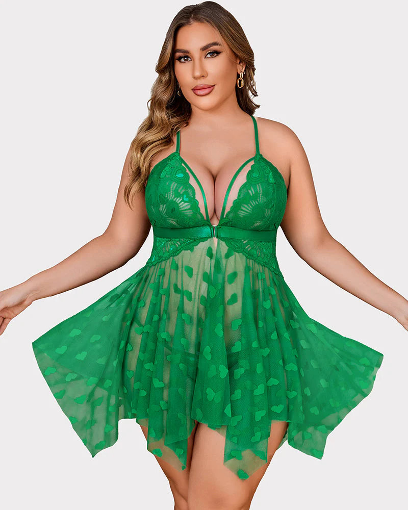 Plus Size Lace Front Slit Nightdress - Image 4