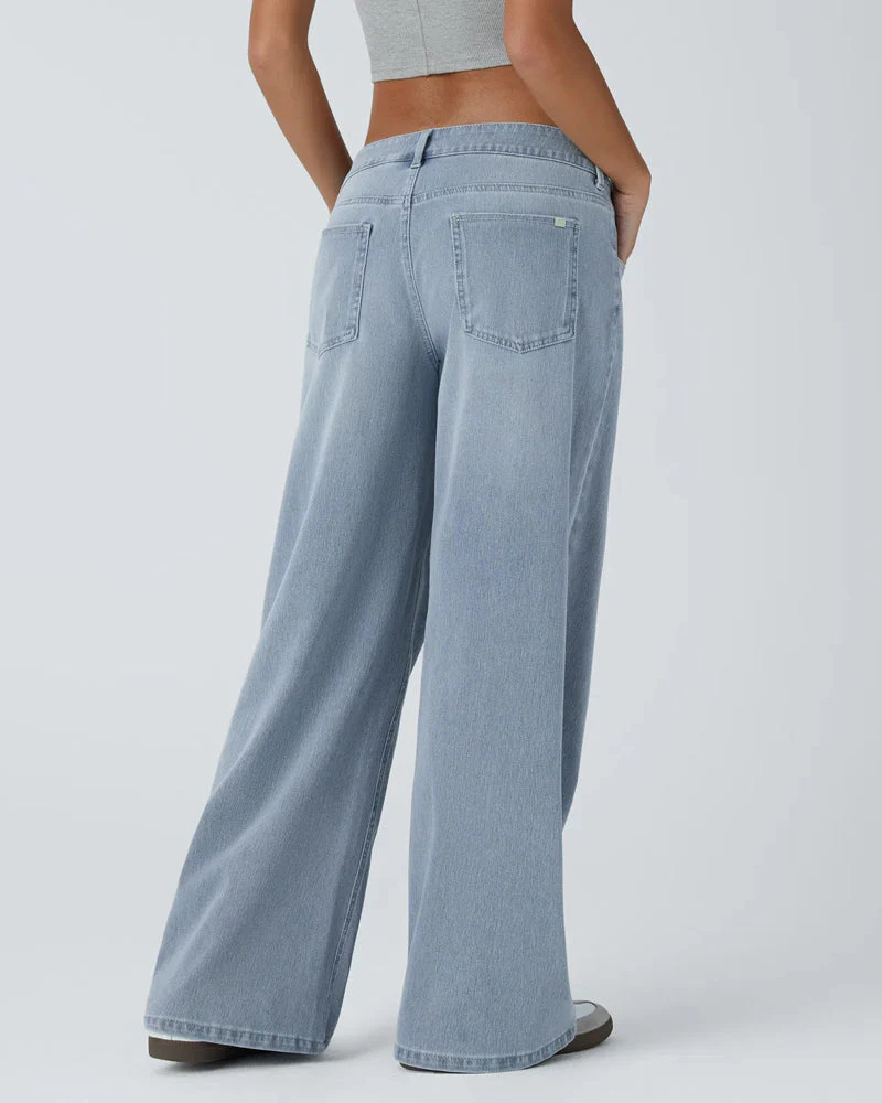 Pockets Baggy Wide Leg Washed Casual Jeans - Image 12