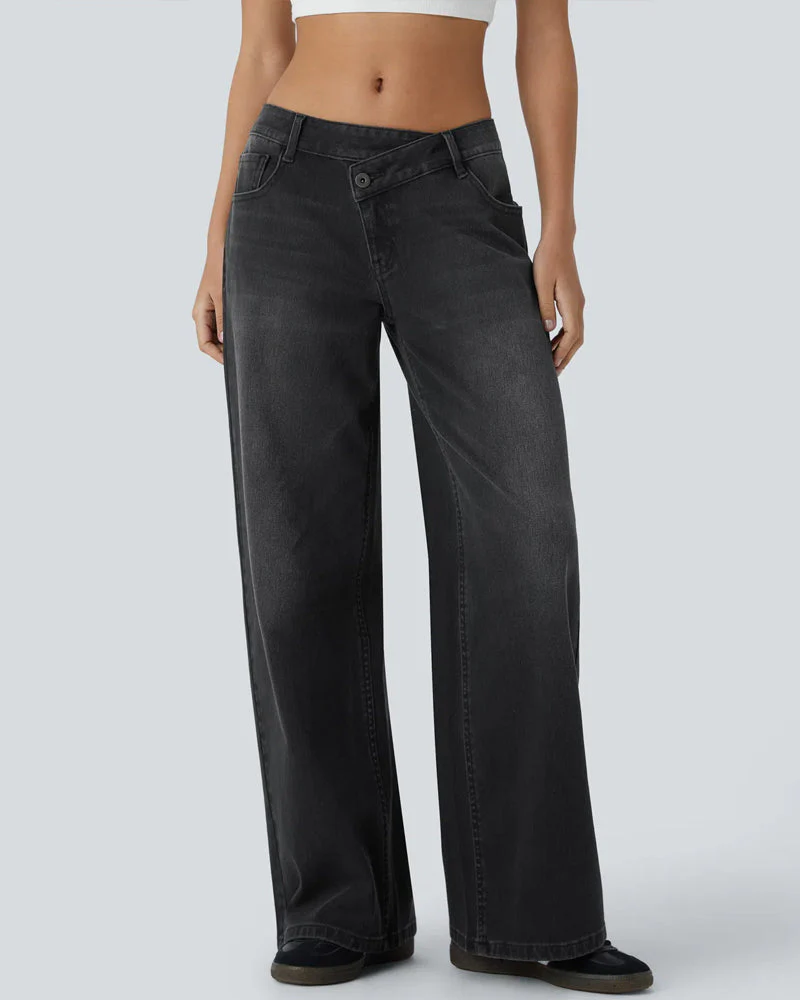 Pockets Baggy Wide Leg Washed Casual Jeans - Image 20
