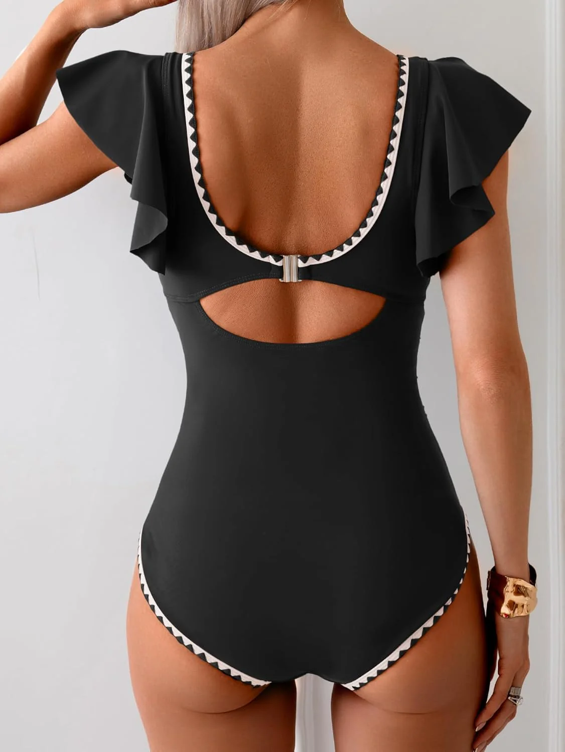 Ruffle V Neck Tummy Control One Piece Swimsuit - Image 27