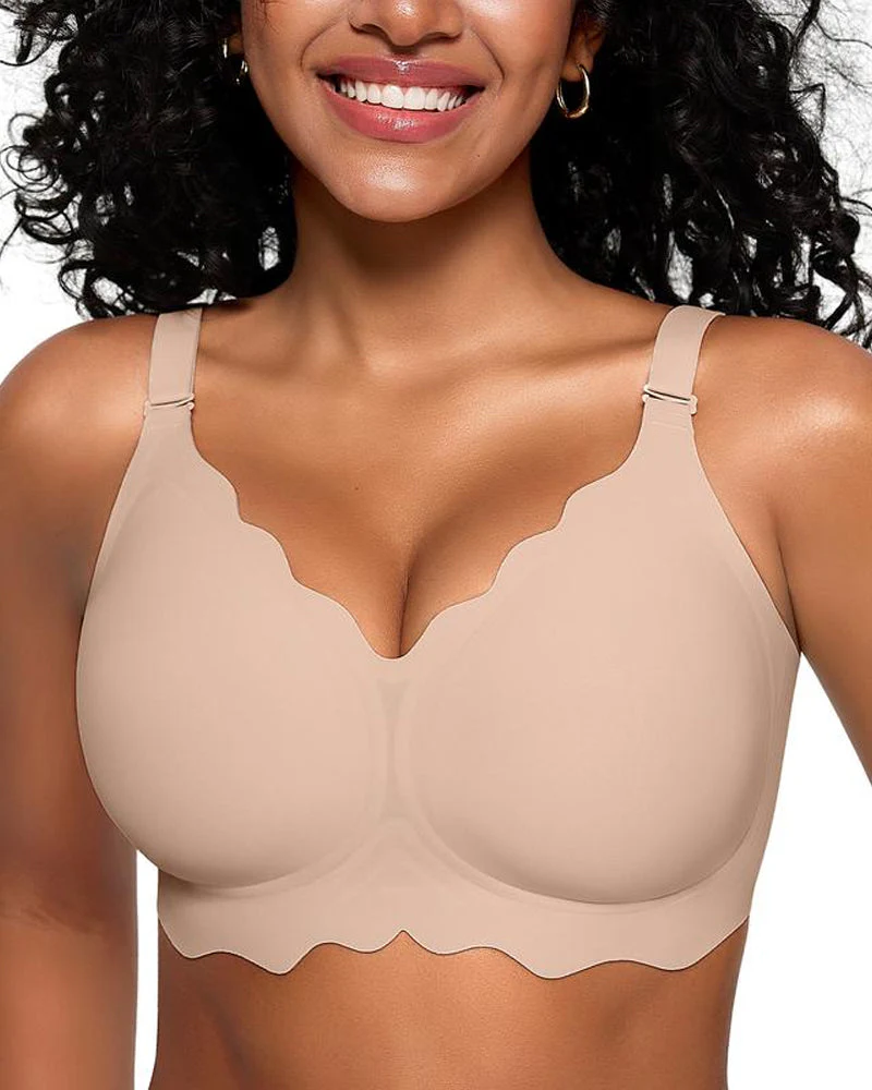 Seamless Scalloped Bras for Women Wireless Push Up Bra - Image 12