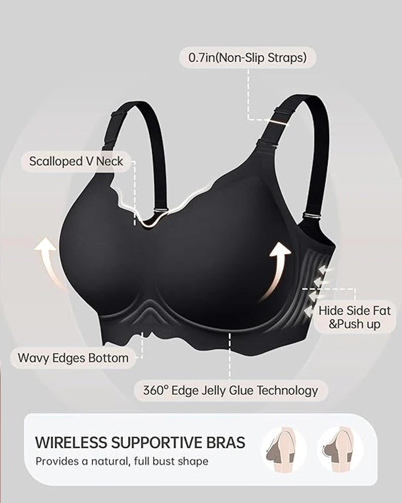 Seamless Scalloped Bras for Women Wireless Push Up Bra - Image 9