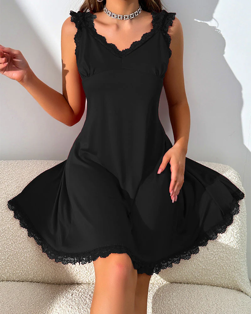 Sexy V-Back High Slit Lace Nightgown - Image 8
