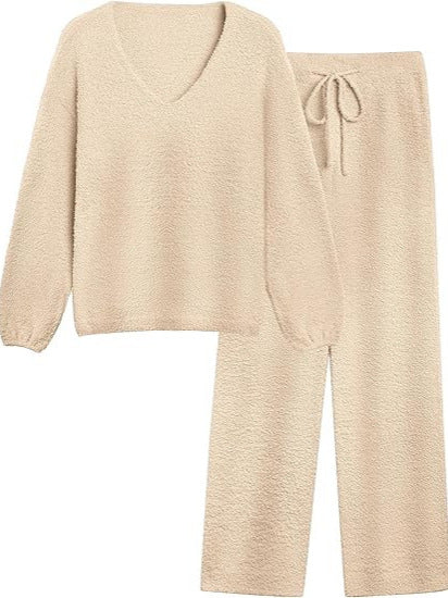 Soft Fuzzy V-Neck Loungewear Set - Image 22