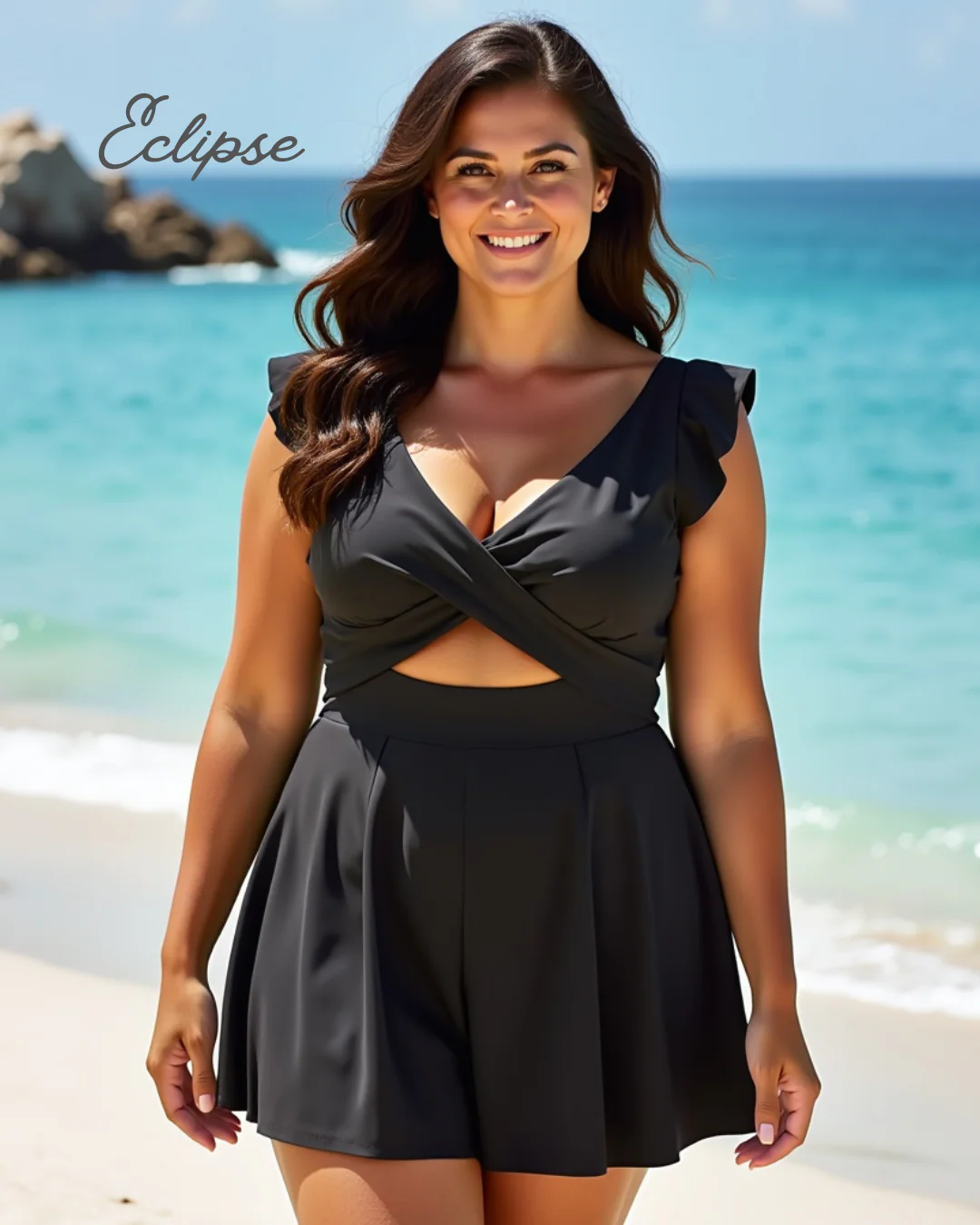 Women's One Piece Tummy Control Swimsuit Ruffle Cutout Swimdress - Image 10
