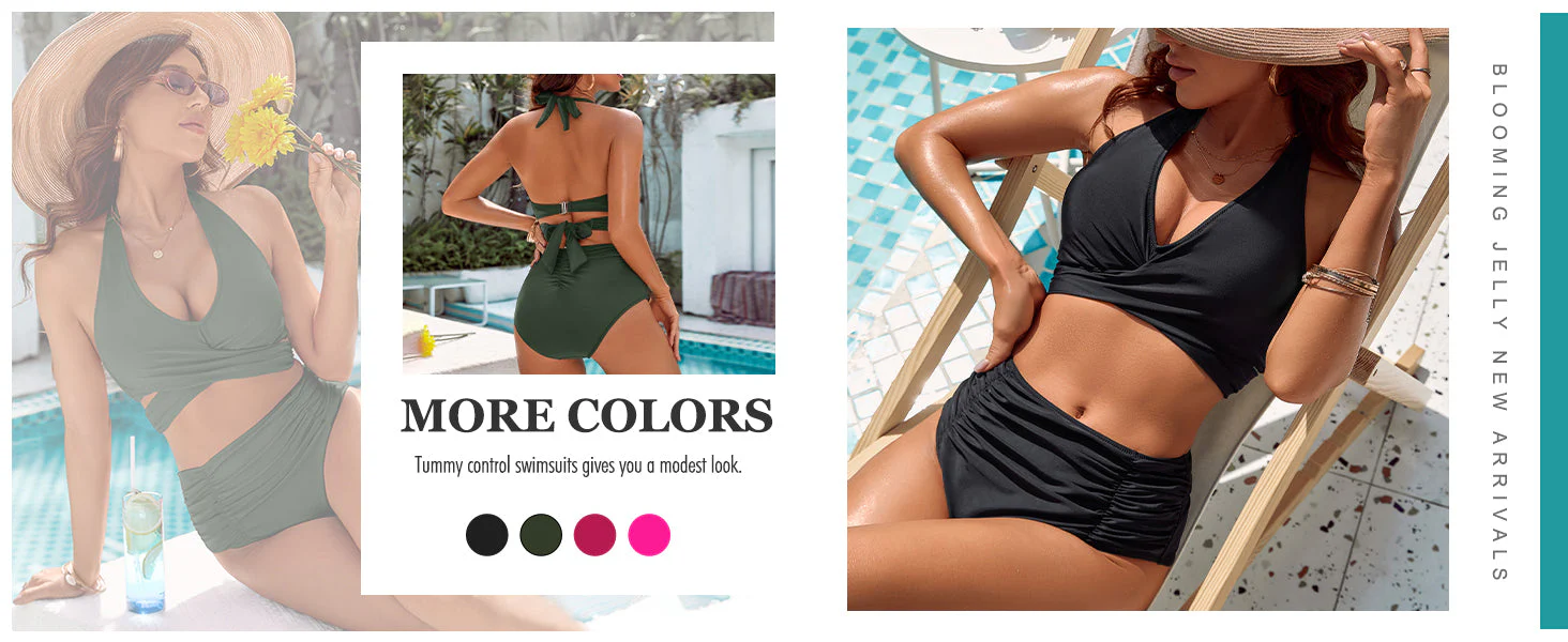 Tummy Control Bathing Suits Modest High Waisted Bikini Sets - Image 39