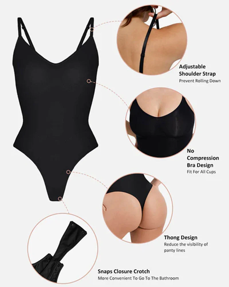 Tummy Control Bodysuit Seamless Sculpting Snatched Waist Body Suit Thong - Image 6