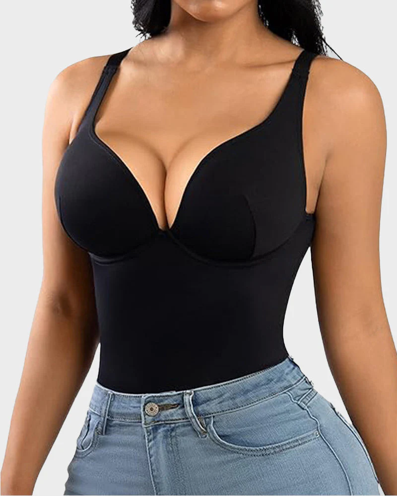 V Neck Tummy Control Thong Bodysuit Shapewear - Image 3